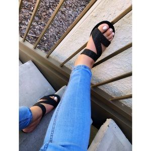 Black diamond studded sandals